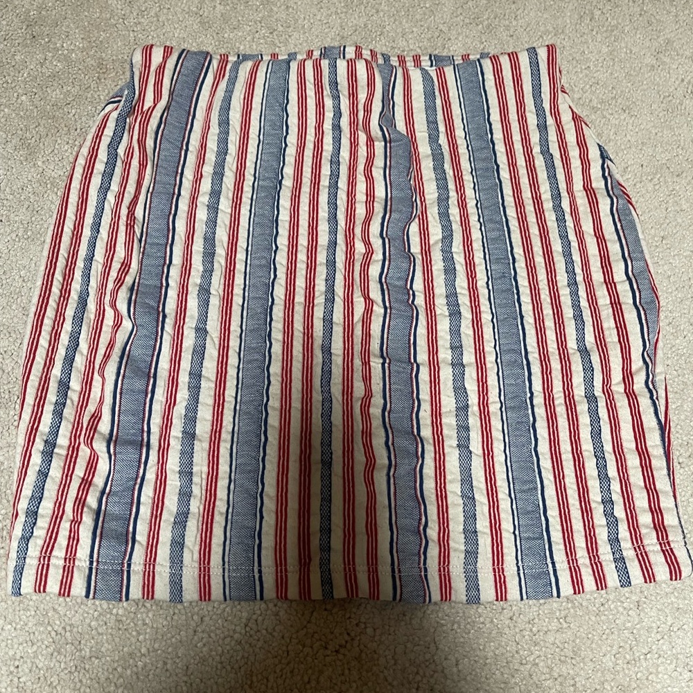Zara Red and Blue Striped Mini Skirt